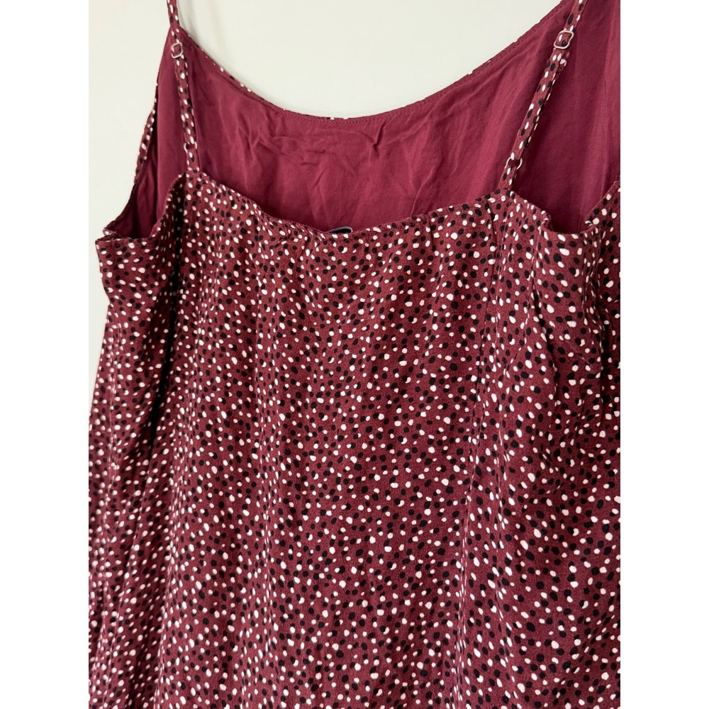 Abercrombie & Fitch Midi Slip Dress Burgundy Red Black White Polka Dot XL NWT - Picture 9 of 9